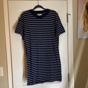 Madewell Navy and White Striped Tee Dress